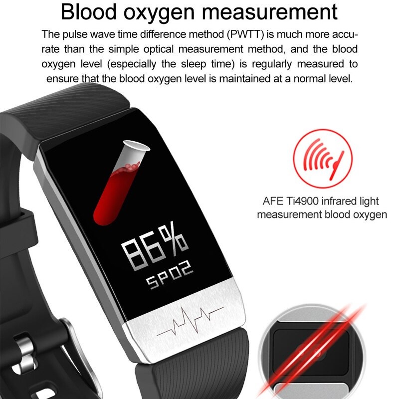 AKN88 - MAFAM T1 Thermometer Bracelet Watch SpO2 Heart Rate Health Sensor