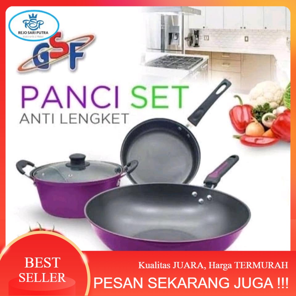 Panci Wajan Penggorengan Teflon Anti Lengket GSF Set G-2429 Wajan Set Murah isi 4 PCS