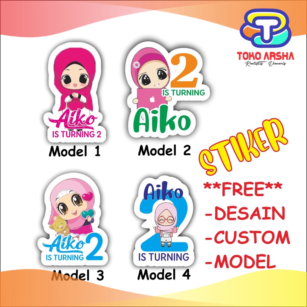 

( 20 PCS ) Stiker Bento Ulang Tahun HIJAB Stiker Custom Ultah Toko_Arsha Custom