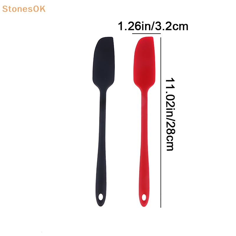 Stones 1Pc Spatula Silikon Gagang Panjang Tahan Panas Fleksibel Non-Stick Slim Spatula DIY Kue Krim Scraper Blender Baking Alat ID