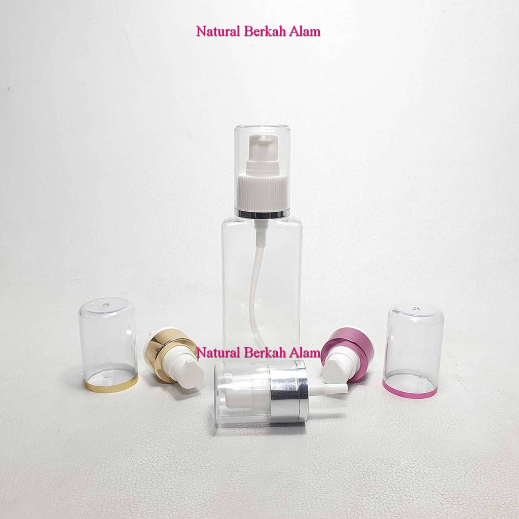 Botol Plastik 100 ml Lengkung Natural Tutup Pump Treatment / Botol Plastik / Botol Serum / Botol Pum