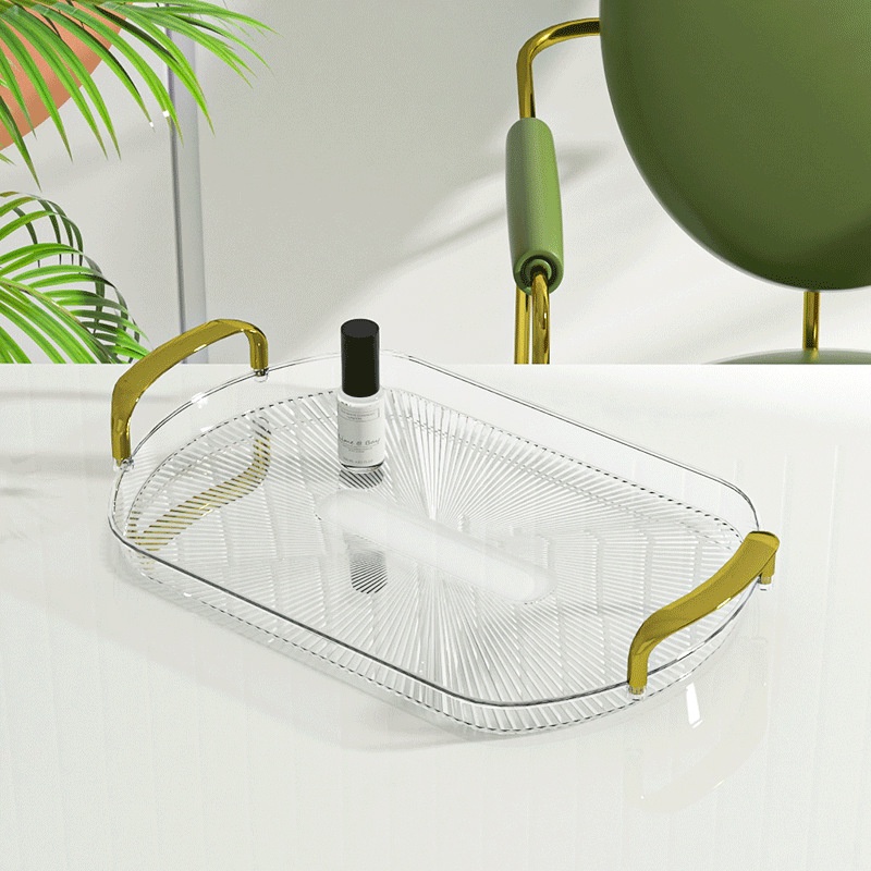 【Large】Nampan Plastik Tray/Nordic Luxury Tray/Tray Aesthetic Gold/Nampan Tray Mewah