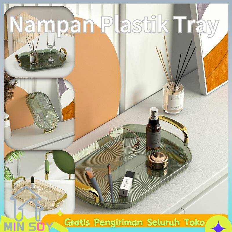 【BESAR】Nampan Plastik Tray Ukuran Besar (38x24cm)/Nordic Luxury Tray/Tray Aesthetic Gold/Nampan Tray Mewah/Nampan Luxury/Tray Aesthetic