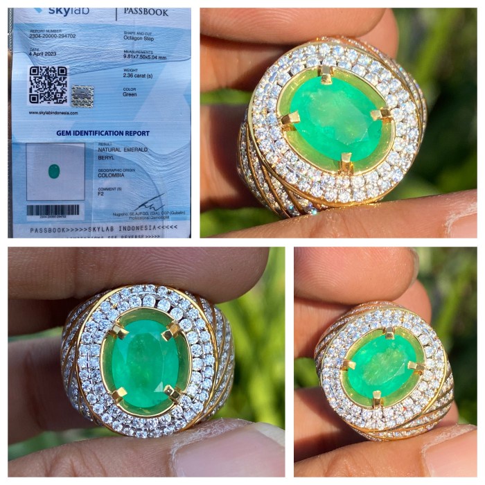 Natutal 2.36ct Zamrud Emerald Colombia Ring Microsetting