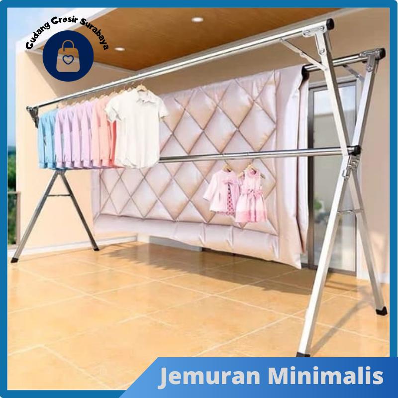 (GGS) Jemuran Baju Stainles Steel Jemuran Pakaian Besi Jemuran Lipat