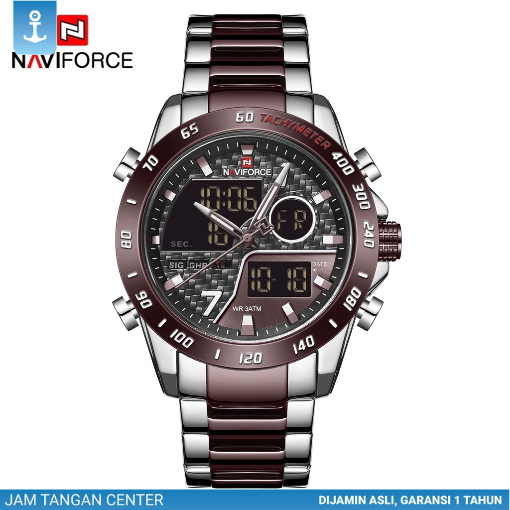 NAVIFORCE Jam Tangan Analog-Digita Prial NF-9171M Stainless Steel