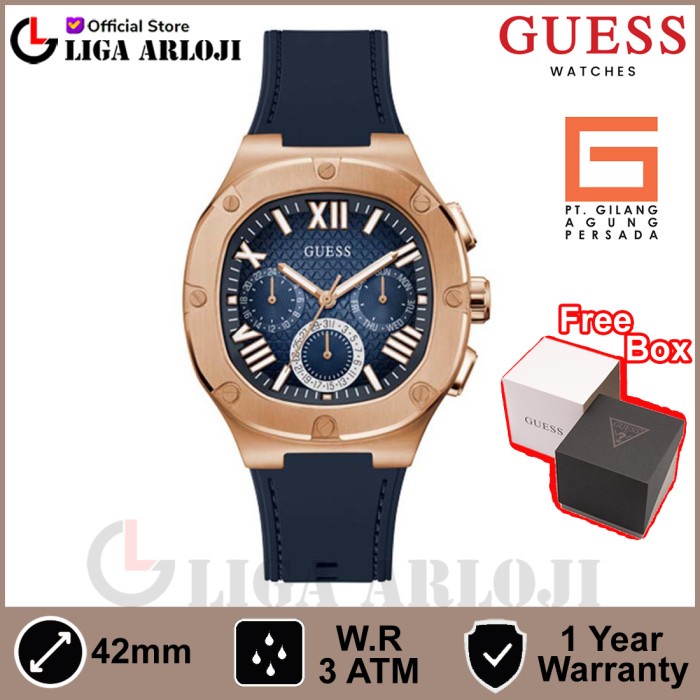 GUESS GW0571G2 Original HEADLINE Jam Tangan Pria Analog Navy Silicone