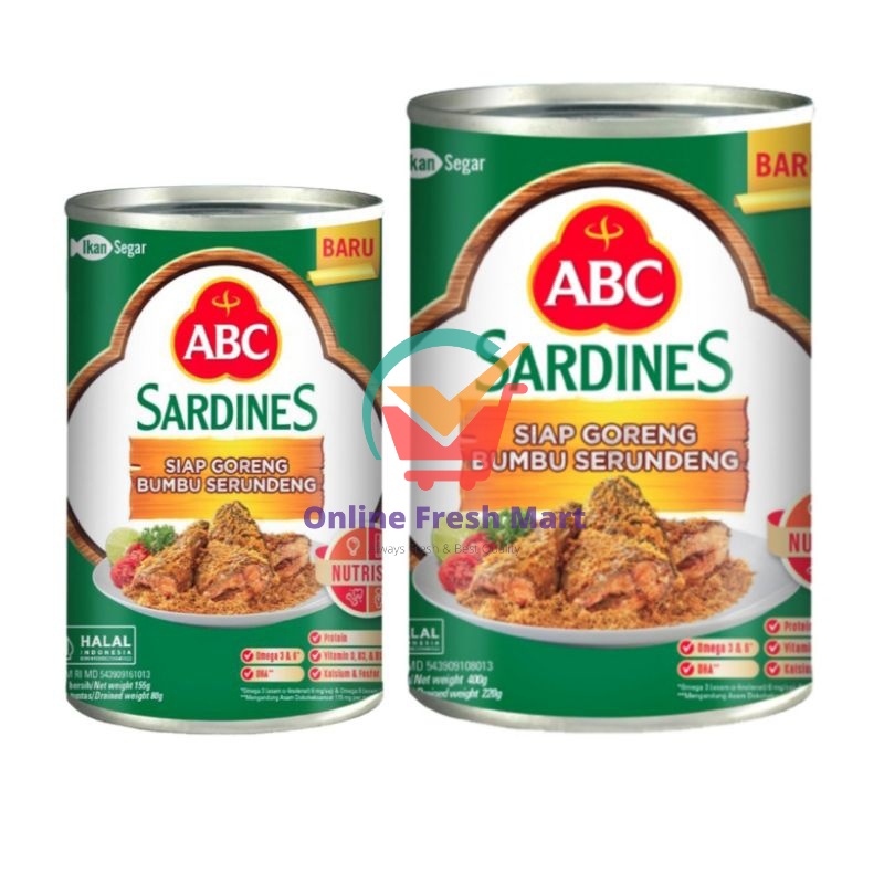 

(hanya instant) ABC Sardines Sarden Siap Goreng Bumbu Serundeng baru kaleng - Online Fresh Mart Denpasar