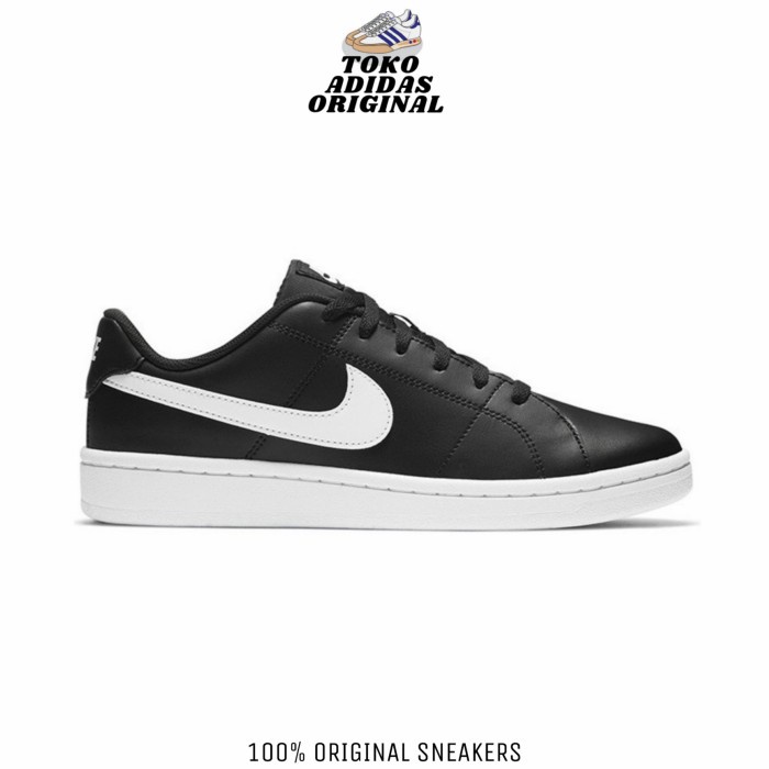 SEPATU CASUAL PRIA NIKE COURT ROYALE 2 BLACK WHITE ORIGINAL 100% BNIB - 42