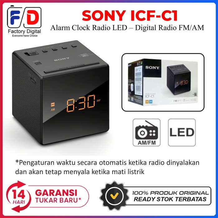 Sony ICF-C1 Desktop Alarm Clock Radio AM/FM Digital Portable Original