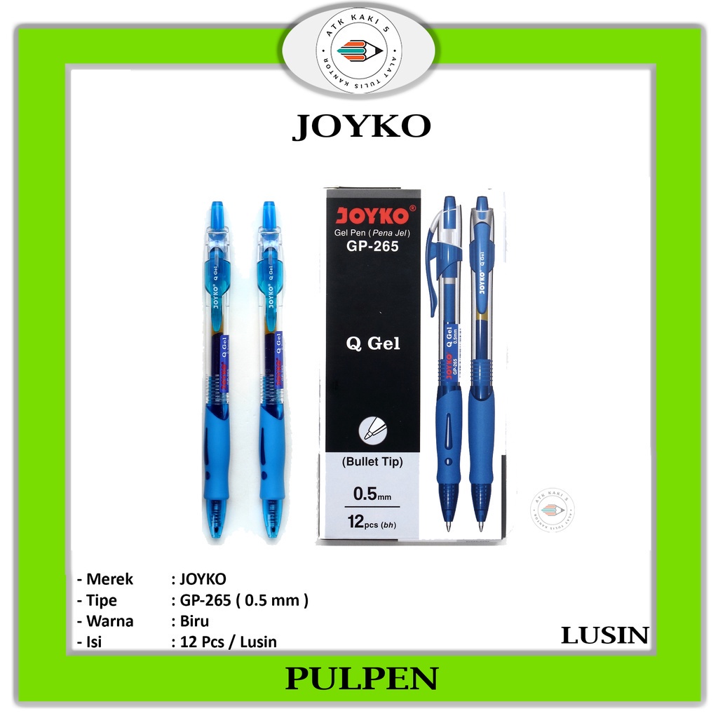 

JOYKO - Pulpen Gel GP-265 Q-Gel 0.5mm Biru - Lusin