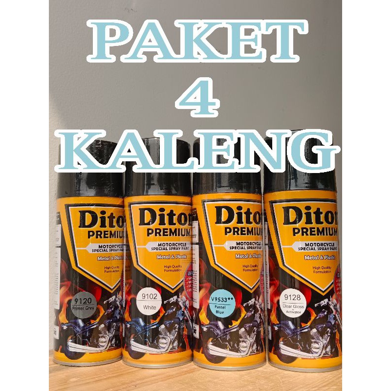 cat spray PAKET 4 KALENG pilok pilox diton premium  PASTEL BLUE V9533** biru pastel 9533 biru muda g