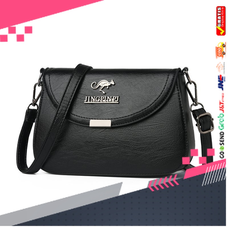 TAS WANITA DESAIN BARU ELEGAN MURAH BANGET /TAS SELEMPANG WANITA IMPORT KULIT TA551B5 HITAM JEANNE P