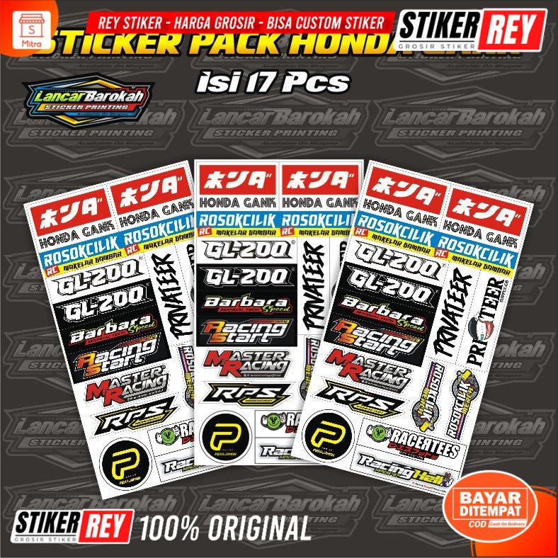 STICKER PACK HONDA GANK, ROSOK CILIK, GL 200, PRIVATEER, BARBARA, RPS, PEKAJAMAN, MASTER RACING
