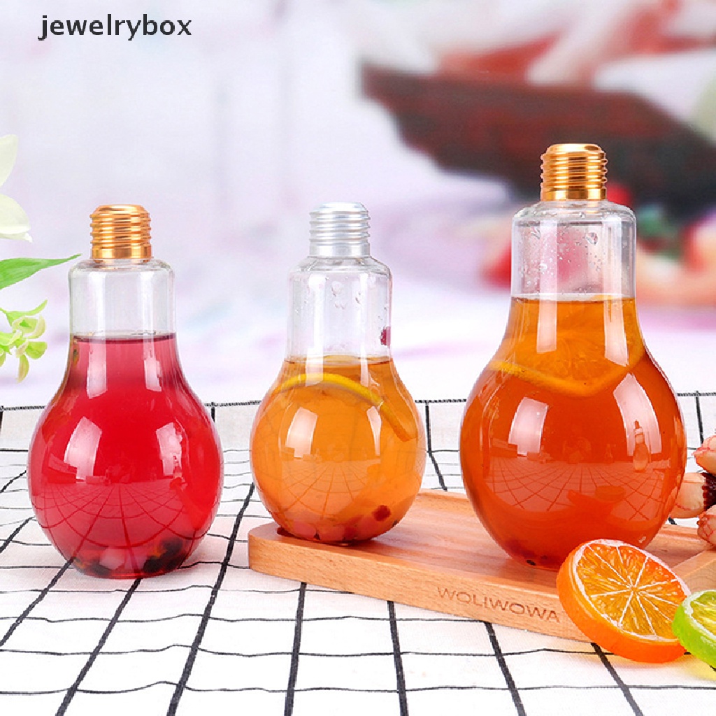 [jewelrybox] 200to500ml Clear Artificial Light Bulb Shaped Bottle Dapat Memancarkan Cahaya Minuman Cup Butik