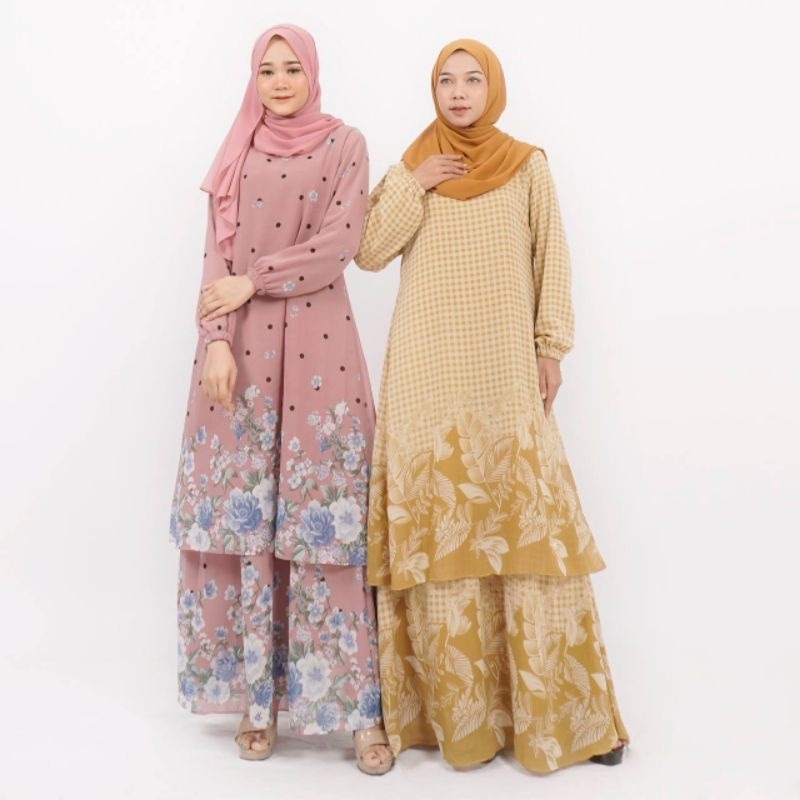 Terbaru ✨ Gamis Syari Wanita Famys Gamis Malaysia Chiffon Motif Ter Full Puring 000568 Ada✅ / Y97 /