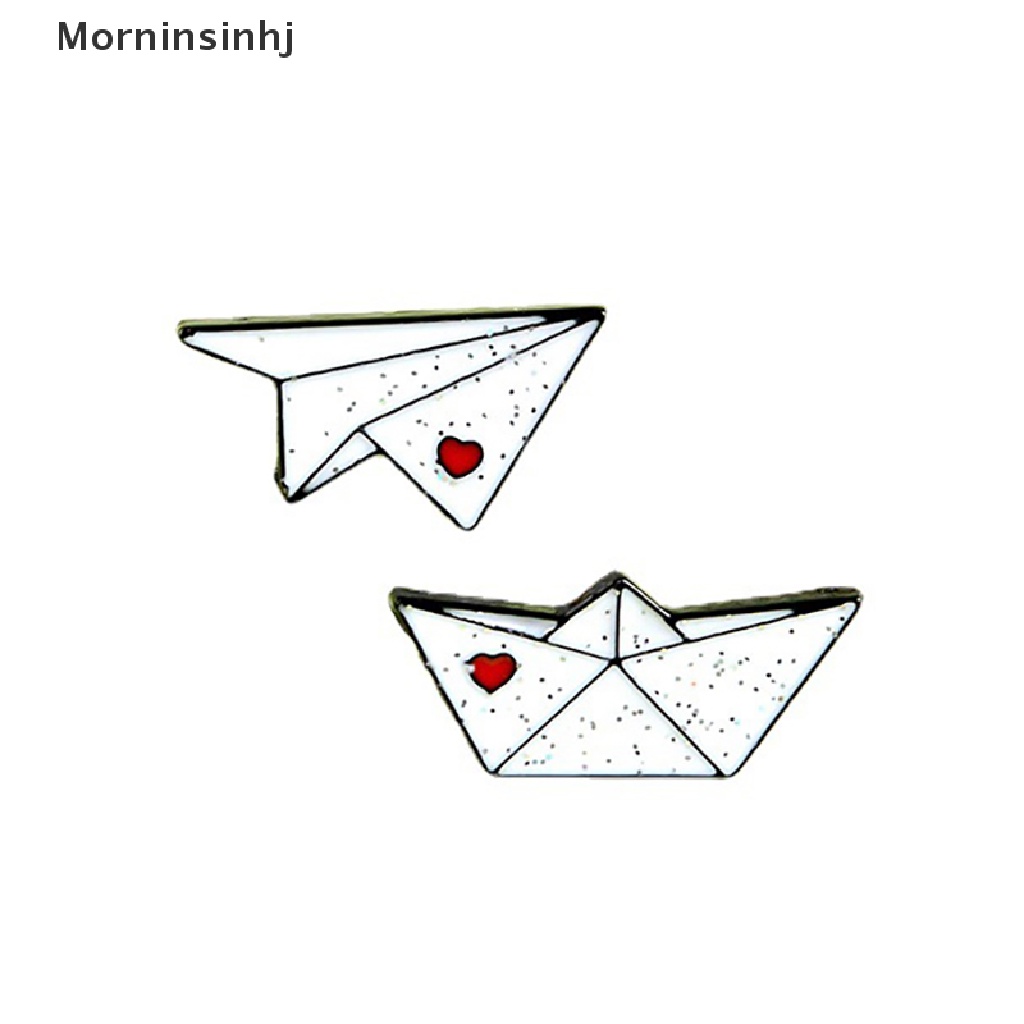 Mornin Pesawat Kertas Perahu Enamel Pin Cinta Bros Kerah Pin Baju Tas Pesawat Feri Lencana Mini Perhiasan Hadiah id