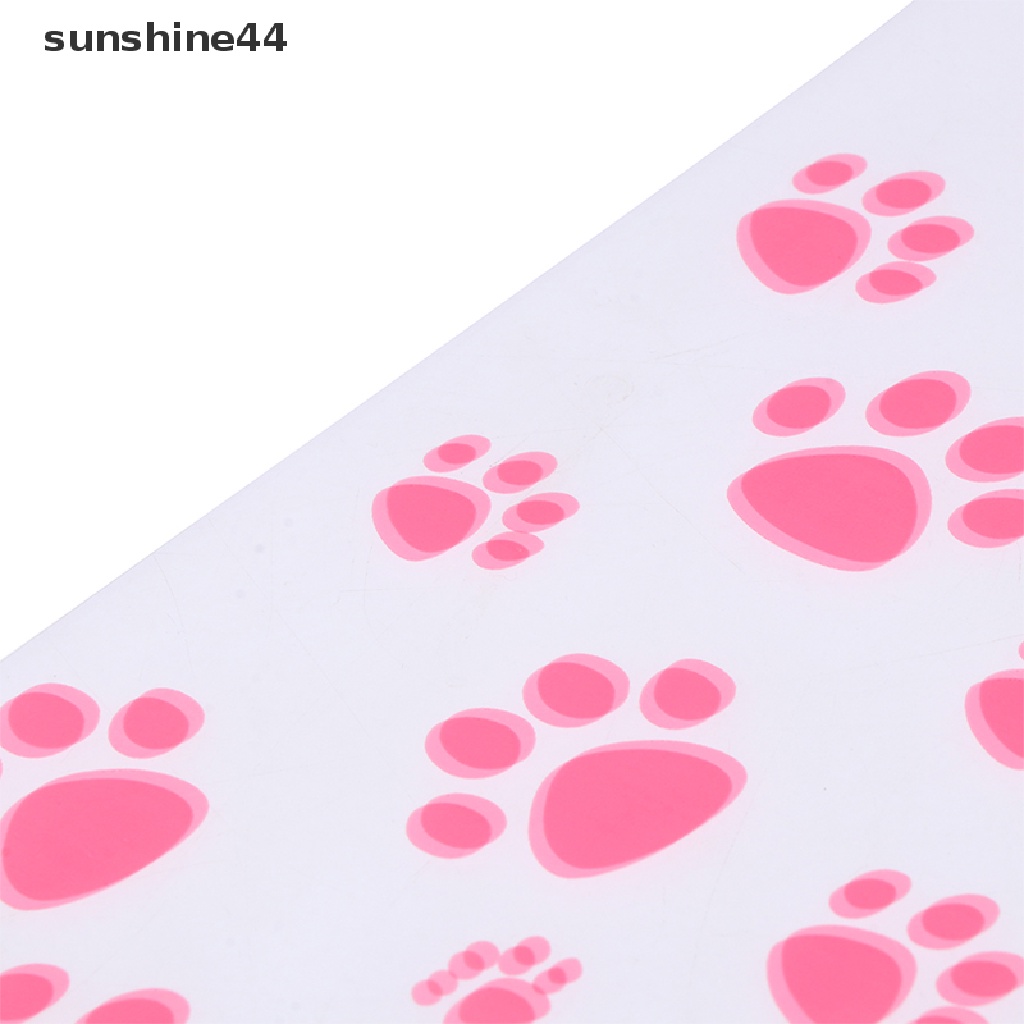 Sunshine 50/100Pcs Kantong Plastik Motif Telapak Kucing Pink Dengan Ikatan Twist Perlengkapan Pesta Ulang Tahun ID