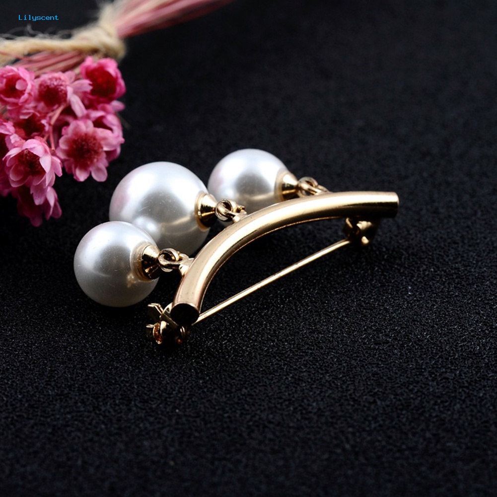 Lilyscent Fashion Mutiara Imitasi Menjuntai Manik-Manik Kerah Lapel Bros Pin Pakaian Perhiasan Dekorasi