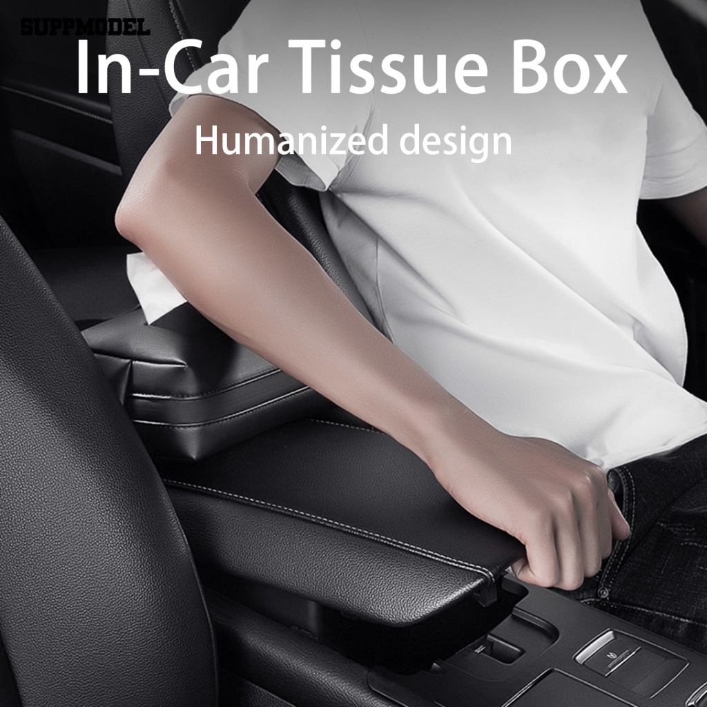 Suppmodel 1set Wadah Tisu Anti Noda Perlengkapan Kendaraan Penutup Penyimpanan Serbet Kertas Mobil Tali Adjustable