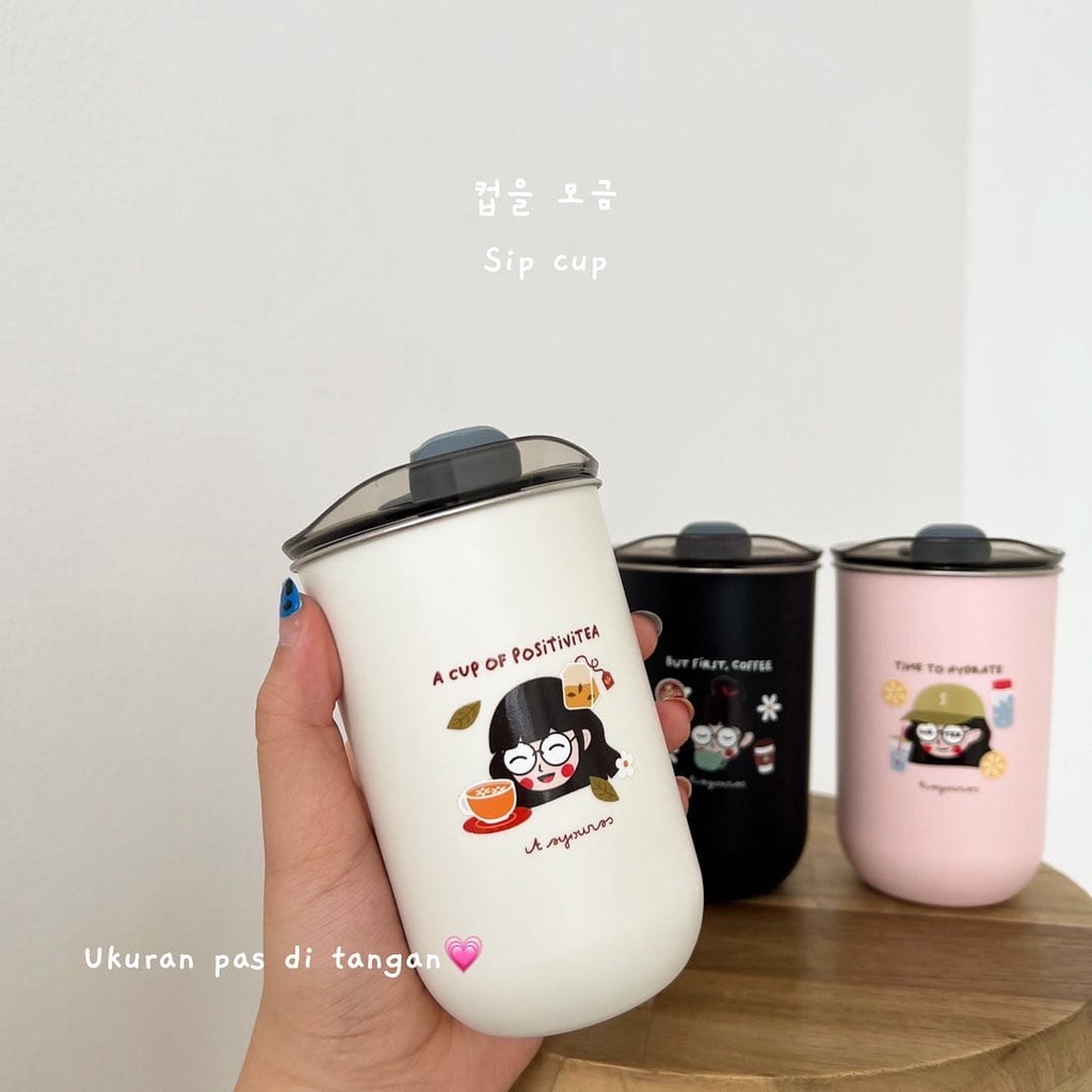 Tumbler SipCup Sally | Cup Stainless Kopi | Cangkir Stainless