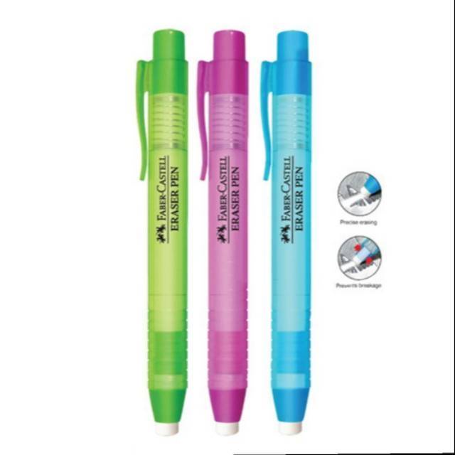 

FABER CASTELL ERASER PEN BARREL / ERASER PEN PENA / PENGHAPUS MEKANIK DETAIL GARIS - KEMASAN BLUE