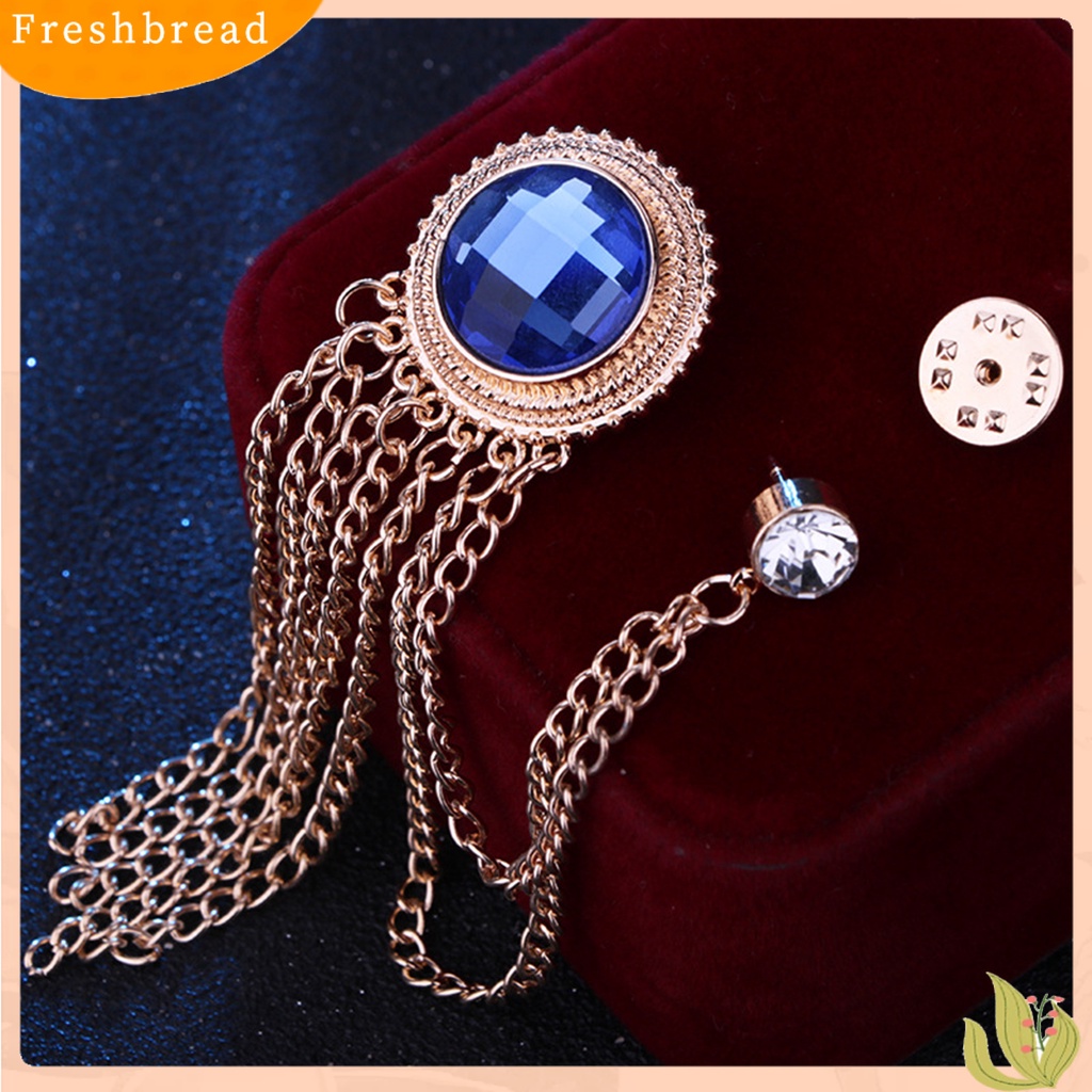 &lt; Freshbread &gt; Lencana Pin Rantai Berkilau Electroplating Hias Vintage Dress Up Colorfast Pria Jas Rumbai Kerah Pin Perhiasan Aksesori