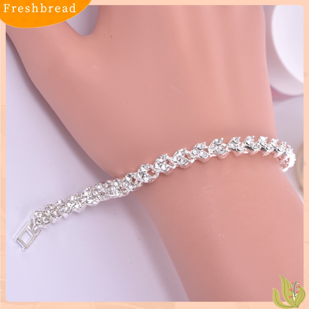 &lt; Freshbread &gt; Gelang Wanita Hias Berlian Imitasi Berkilau Bangle Adjustable Untuk Ulang Tahun Pesta