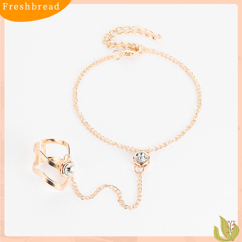 &lt; Freshbread &gt; Wanita Gelang Warna Solid Geometris Panah Bentuk Berlian Imitasi Hias Adjustable Gelang Cincin Perhiasan Perempuan