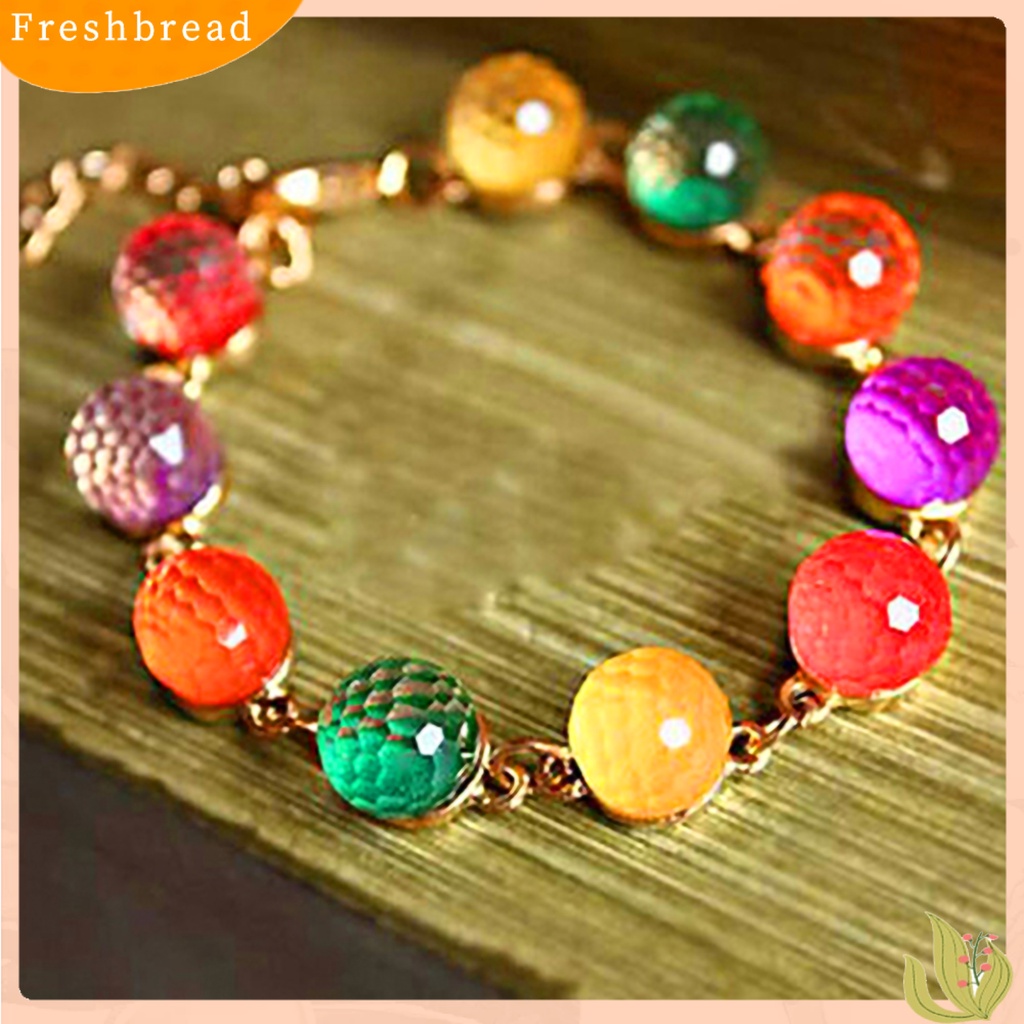 &lt; Freshbread &gt; Gelang Manik-Manik Bulat Warna Permen Wanita Manik-Manik Warna-Warni Cuff Bangle Bracelet Untuk Pesta