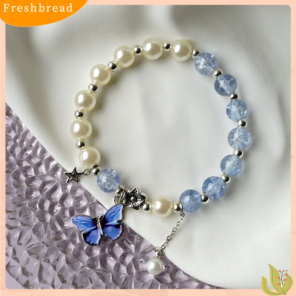 &lt; Freshbread &gt; Wanita Gelang Manik-Manik Kupu-Kupu Perhiasan Kilau Cerah Tahan Lama Bangle Perhiasan Hadiah