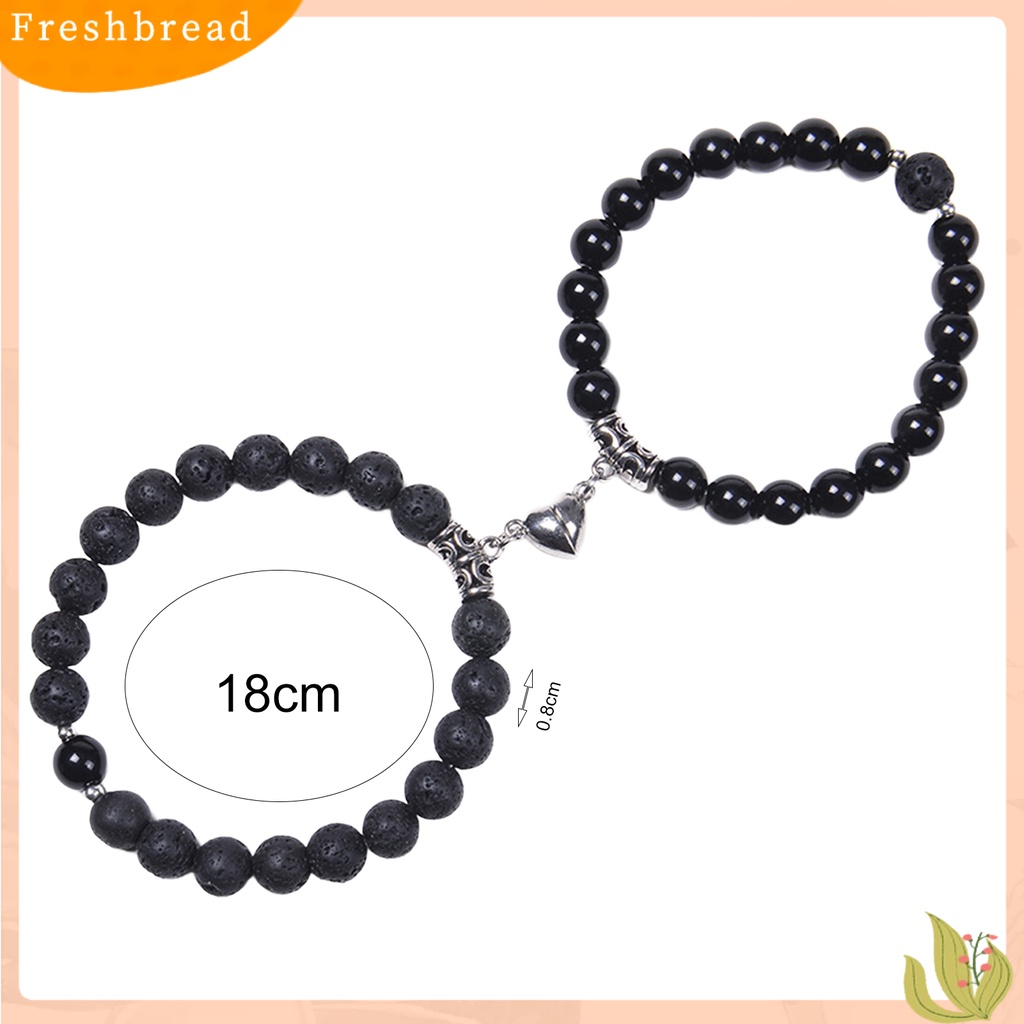 &lt; Freshbread &gt; 2Pcs Gelang Unisex Manik-Manik Hati Pria Wanita Batu Buram Anti Luntur Bangles Untuk Pacaran