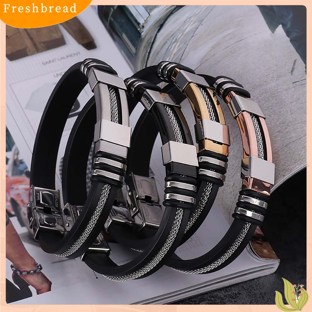 &lt; Freshbread &gt; Unik Pria Titanium Steel Rantai Tangan Buatan Tangan Gelang Bangle Club Perhiasan Hadiah