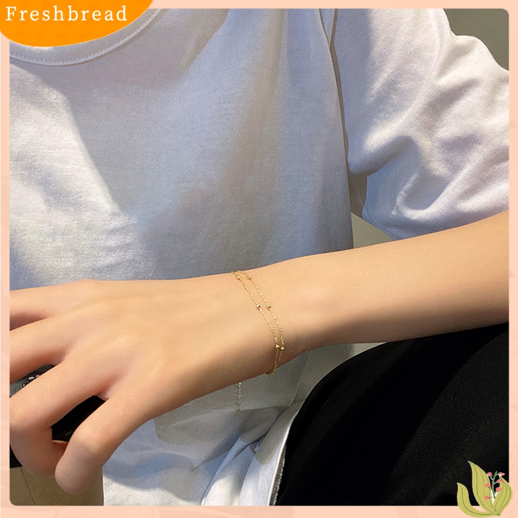 &lt; Freshbread &gt; Gelang Wanita Warna Solid Sederhana Bland Doubel-layer Dipanjangkan Panjang Wanita Bangle Perhiasan Perempuan