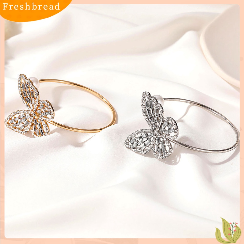 &lt; Freshbread &gt; Gelang Bangle Stylish All-match Flexible Alloy Pembukaan Adjustable Butterfly Untuk Pesta