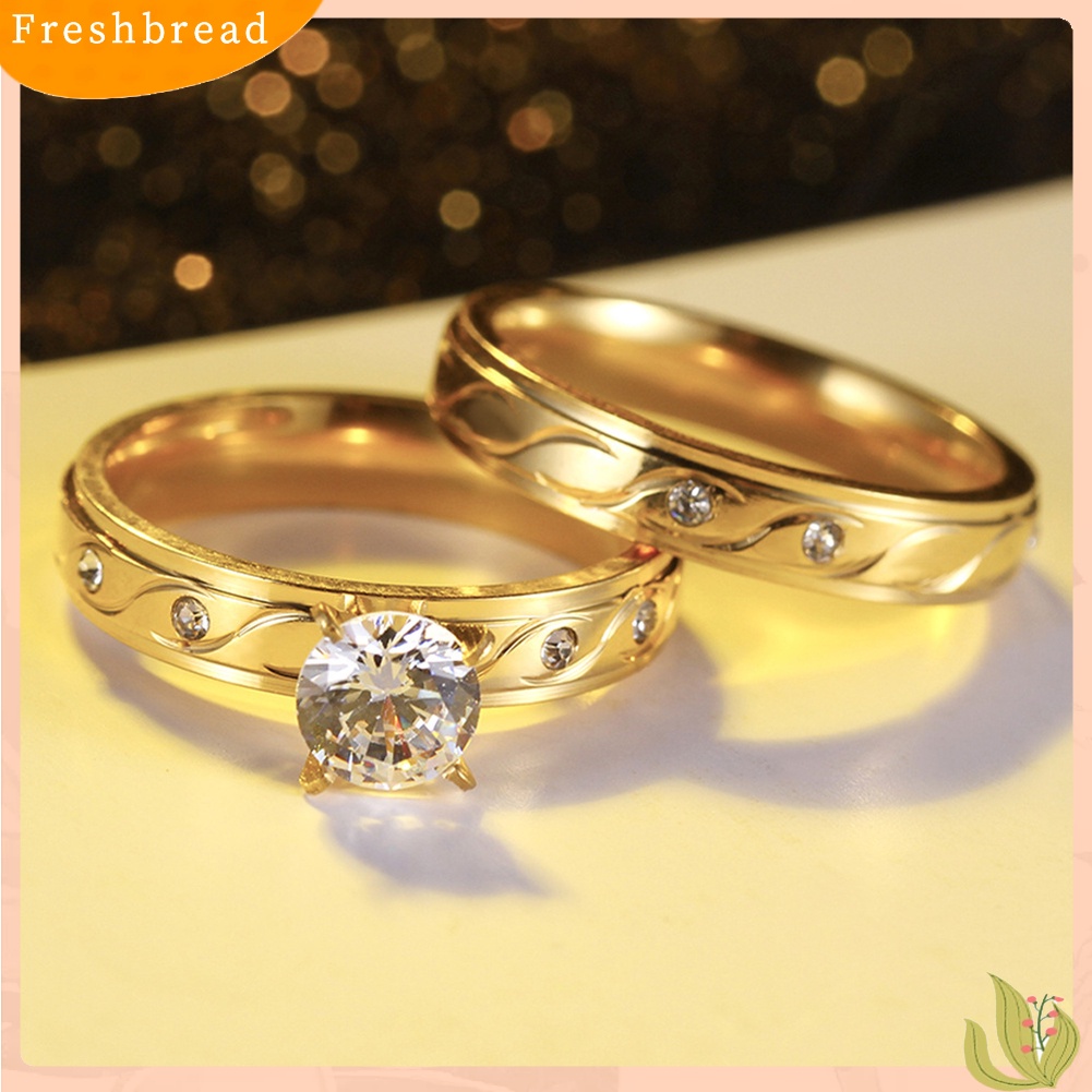 &lt; Freshbread &gt; Chic Perhiasan Disepuh Jari Cincin Bertatahkan Zirkon Pesta Pernikahan Wanita Hadiah Mewah