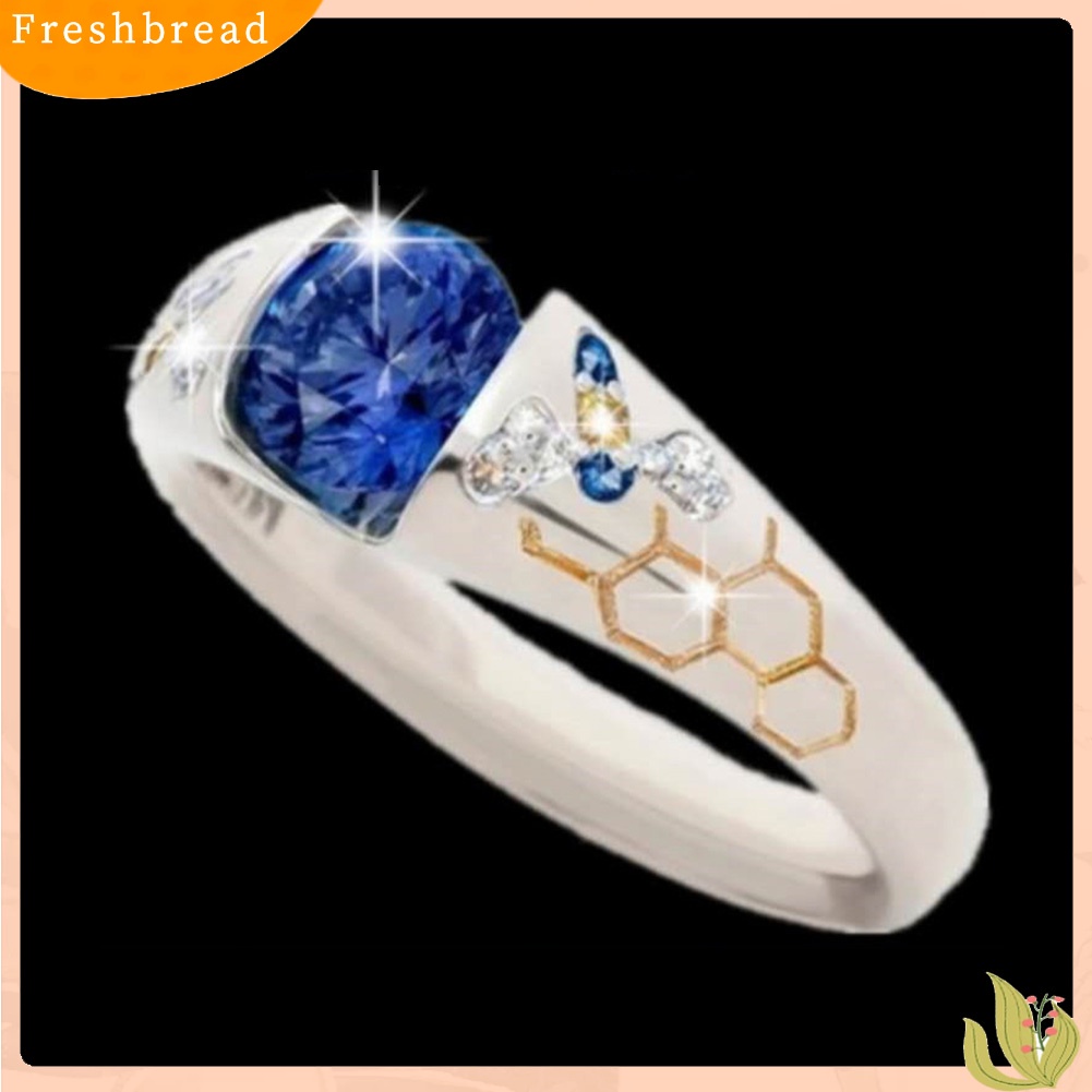 &lt; Freshbread &gt; Wanita Safir Imitasi Berlian Imitasi Sarang Lebah Kupu-Kupu Jari Cincin Pesta Perhiasan Hadiah
