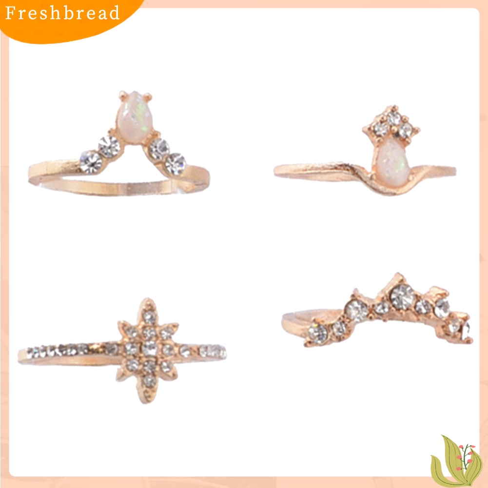 &lt; Freshbread &gt; 10Pcs/Set Lady Water Drop Bintang Mahkota Opal Imitasi Susun Buku Jari Cincin Midi