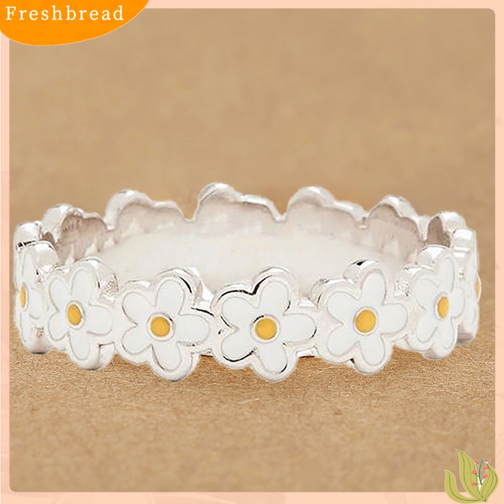 &lt; Freshbread &gt; Wanita Cincin Anti Tarnish Marguerite Bentuk Bunga Jari Cincin Aksesori Fashion Untuk Hadiah