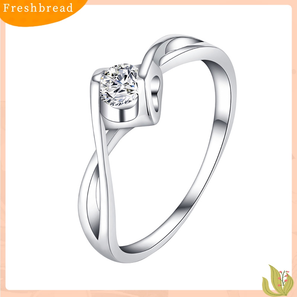 &lt; Freshbread &gt; Fashion Berongga Cubic Zirconia Wanita Pertunangan Pernikahan Band Jari Cincin Perhiasan