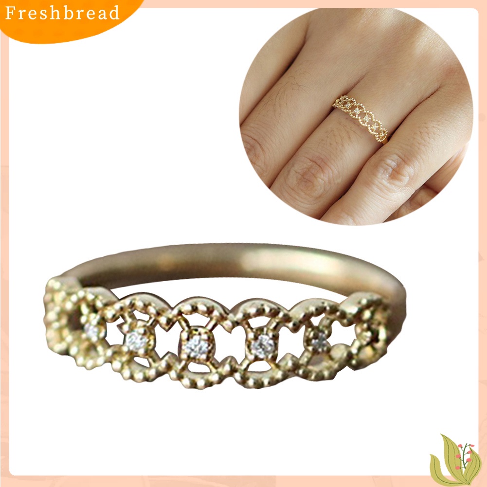 &lt; Freshbread &gt; Fashion Berlian Imitasi Bertatahkan Berongga Jari Cincin Wanita Pesta Pernikahan Perhiasan Hadiah