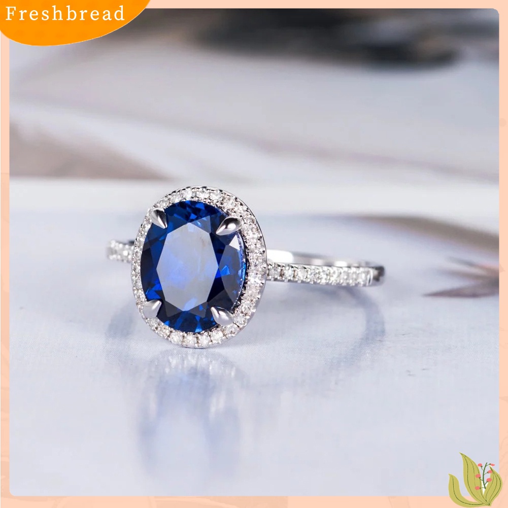 &lt; Freshbread &gt; Fashion Lady Oval Cubic Zirconia CZ Jari Cincin Pengantin Pernikahan Pertunangan Perhiasan