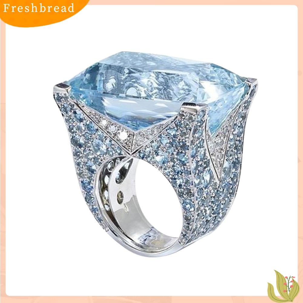 &lt; Freshbread &gt; Sparkling Women Cubic Zirconia Cincin Pengantin Pernikahan Pertunangan Pesta Perhiasan Hadiah