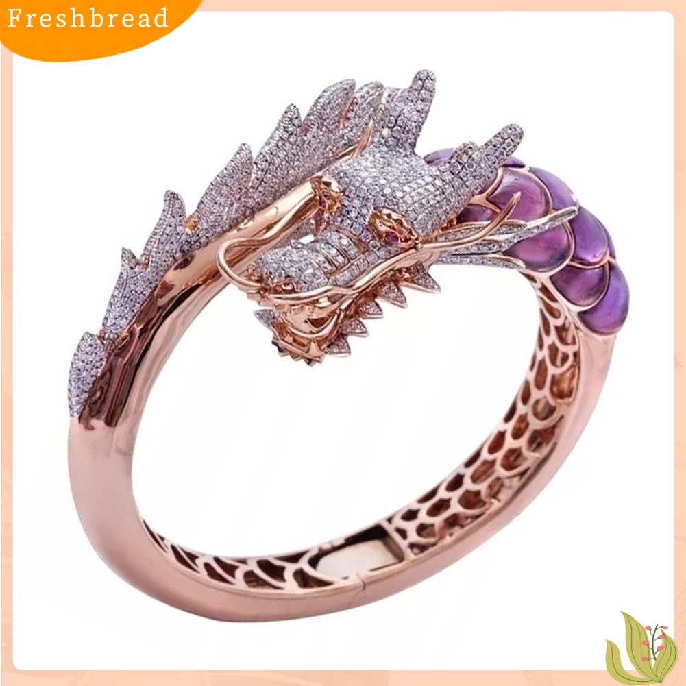 &lt; Freshbread &gt; Fashion Wanita Berlian Imitasi Bertatahkan Naga Jari Cincin Hadiah Perhiasan Pesta Pernikahan