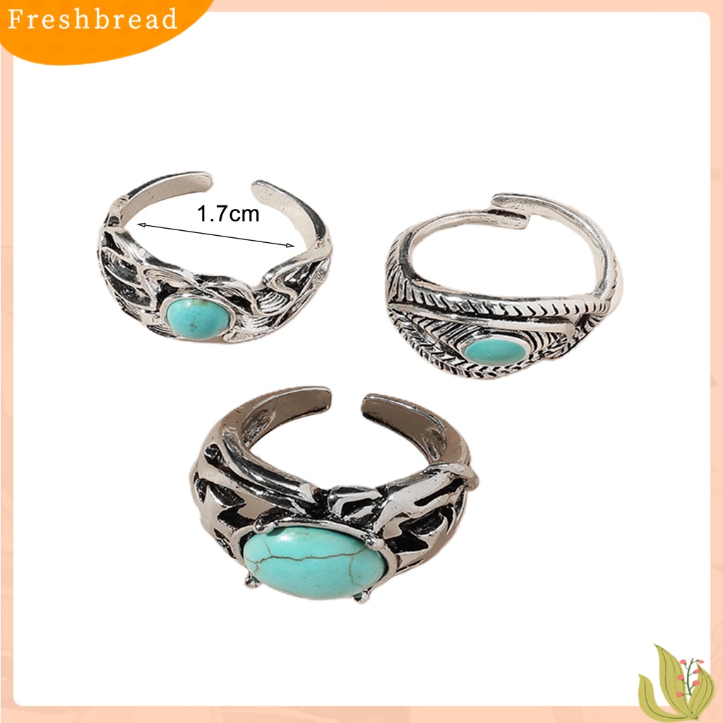 &lt; Freshbread &gt; 3Pcs Cincin Jari Wanita Adjustable Aksesoris Tahan Aus Cincin Terbuka Mata Kucing Untuk Pesta Malam