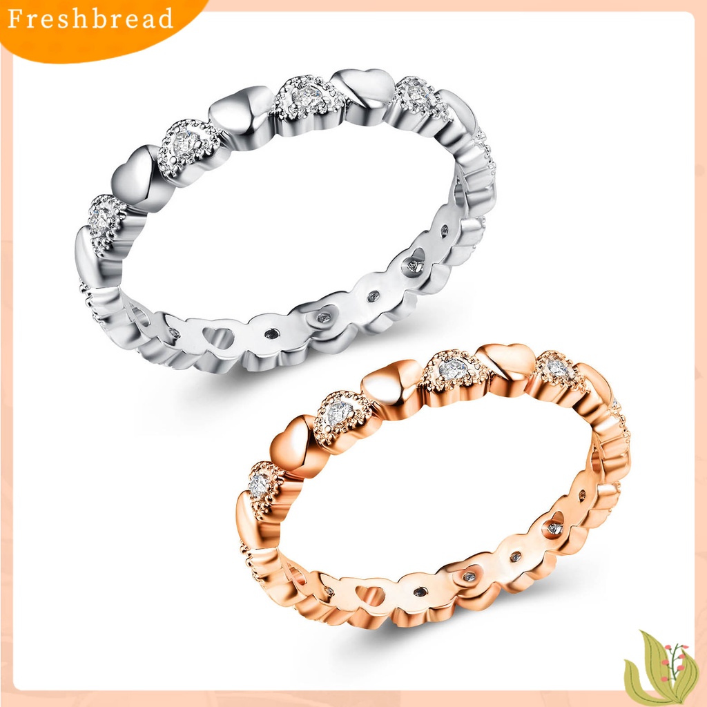 &lt; Freshbread &gt; Cincin Wanita Bentuk Hati Cubic Zirconia Perhiasan Manis Fashion Penampilan Cincin Jari Untuk Pernikahan