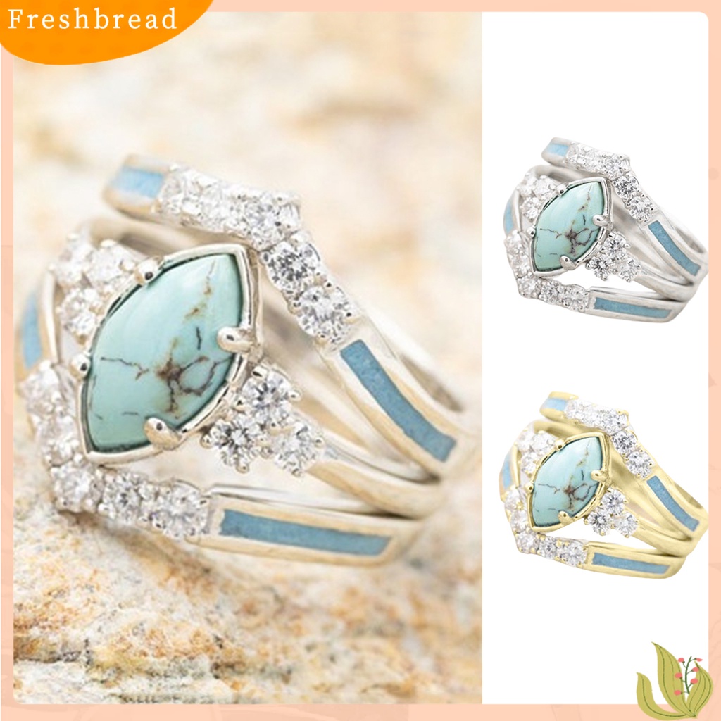 &lt; Freshbread &gt; 3Pcs/Set Wanita Cincin Set Faux Turquoise Stone Indah Mata Kucing Wanita Circlet Set Untuk Hadiah