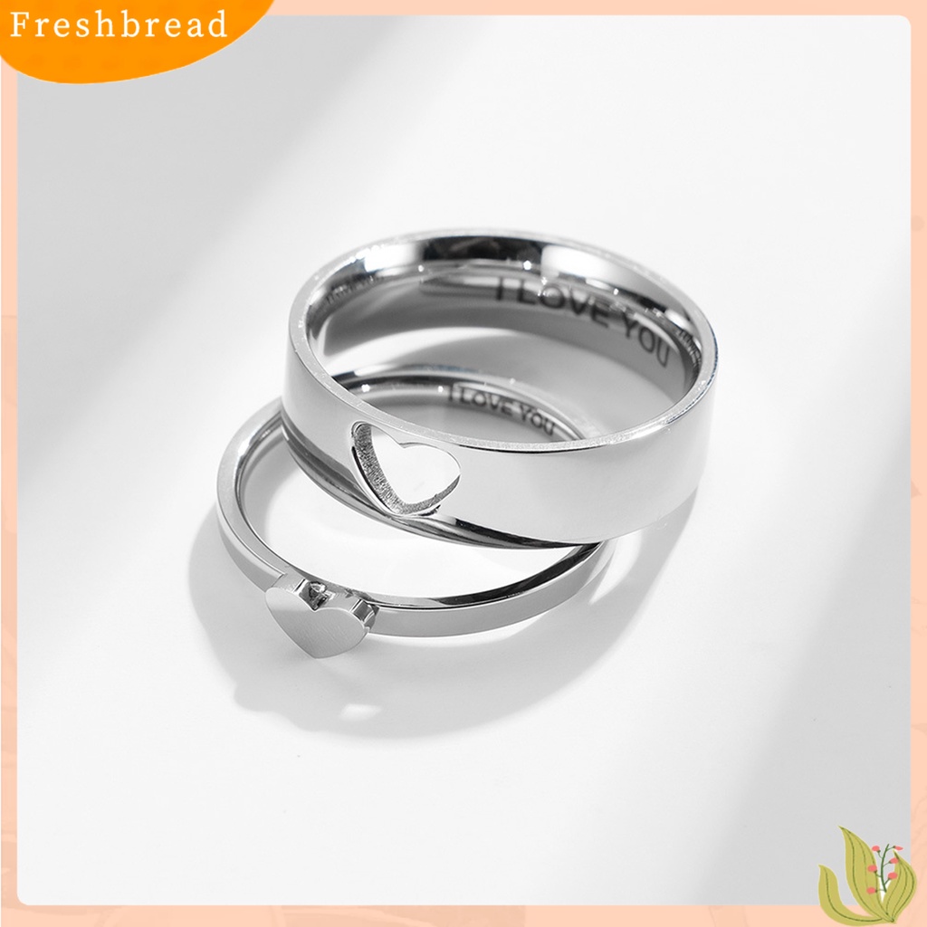 &lt; Freshbread &gt; 2Pcs Cincin Jari Electroplating Bright Luster Hollowed Heart High Polished Pengerjaan Indah Berdandan Permukaan Halus Yang Serasi Hati Janji Cincin