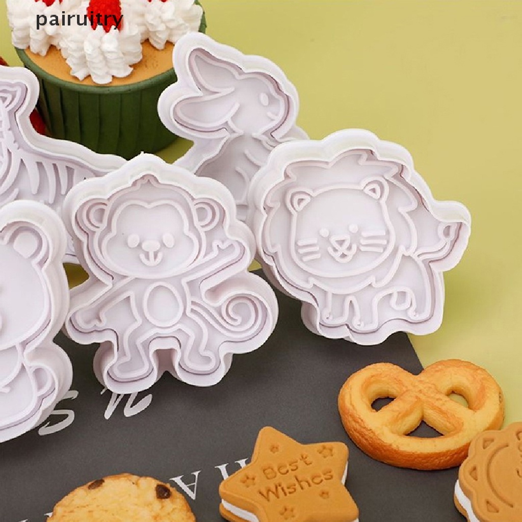 Prt 4Pc Kartun Hewan Cookie Cutter Embos Biskuit Cetakan Alat Baking Untuk Anak PRT