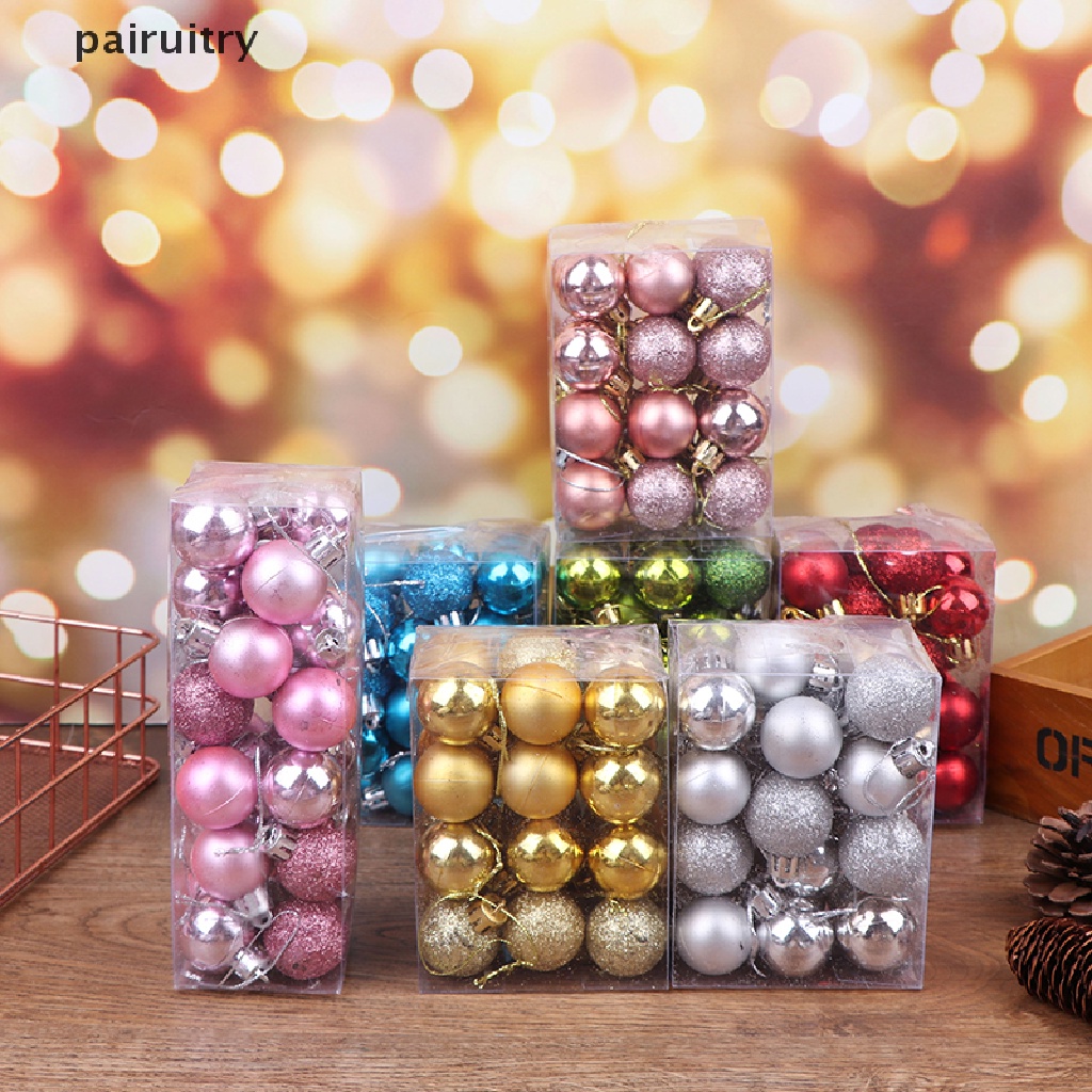 Prt 24pcs Ornamen Bola Natal Untuk Dekorasi Pohon Natal Untuk Liburan Xmas Pernikahan PRT